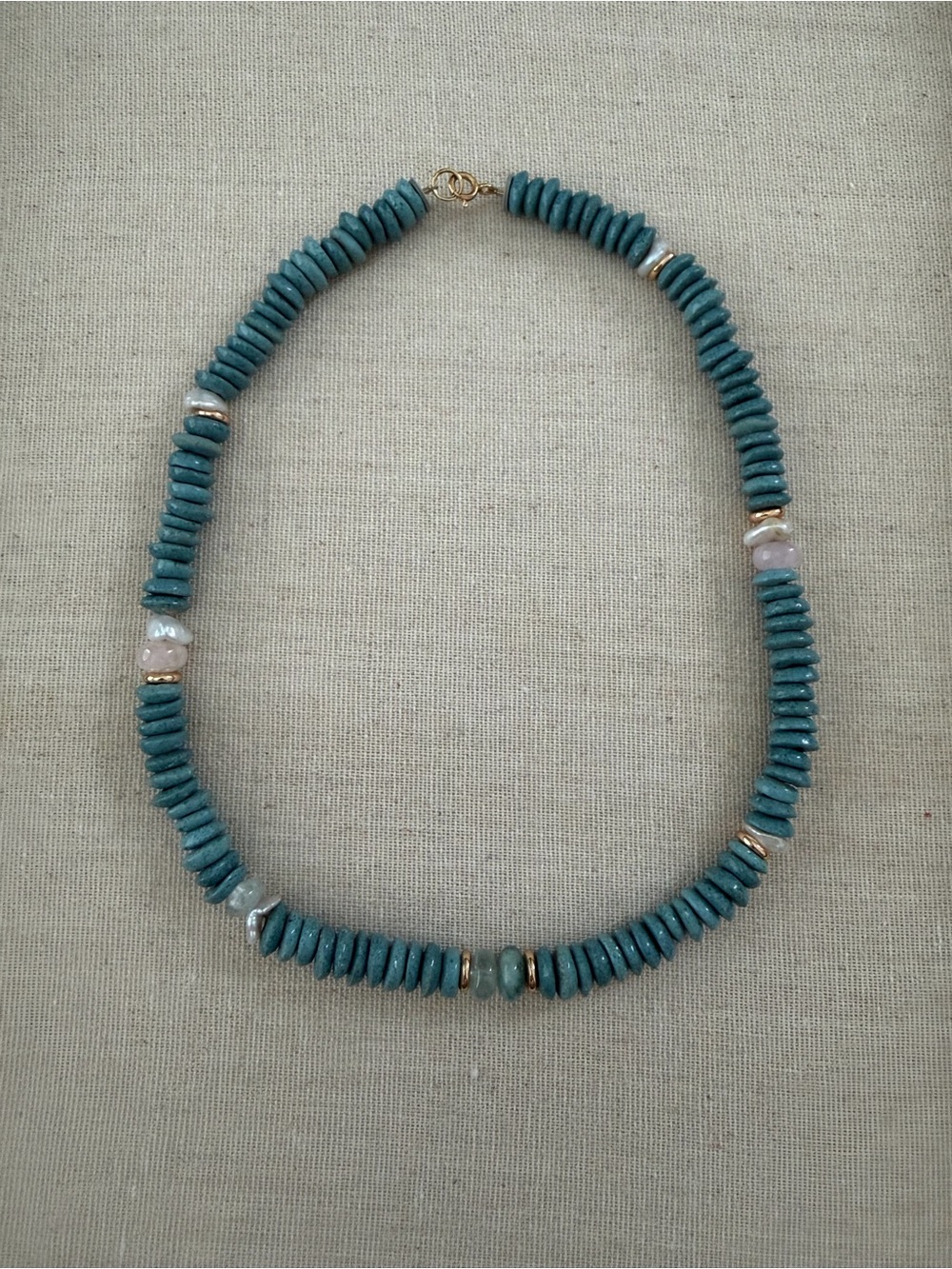 14k gold blue  stone and gold necklace 14k gold stamped